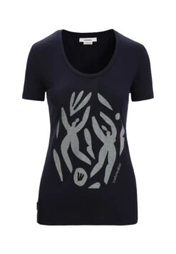 Icebreaker W Tech Lite Ii Ss Scoop Ib Nature - T-Shirt Imprimé - Midnight Navy