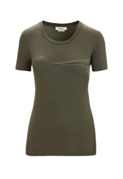 Icebreaker W Tech Lite Ii Ss Cadence Paths - T-Shirt Imprimé - Loden