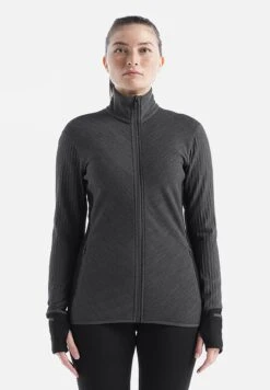 Icebreaker Merino Descender Ls Zip - Sweat Zippé - Jet Hthr/Black
