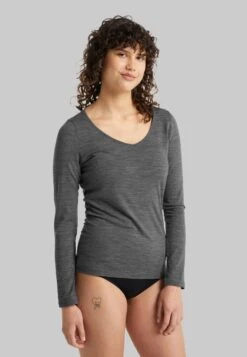 Icebreaker Merino Siren Ls Sweetheart - Caraco - Gritstone Hthr