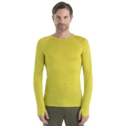 Icebreaker Maillot De Corps Manches Longues Homme - 125 ZoneKnit™ Crewe - Bio Lime/Ether