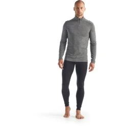 Icebreaker Maillot De Corps Homme - 200 Oasis Half Zip - Gritstone Hthr -Icebreaker icebreaker mens 200 oasis half zip long sleeve shirt gritstone hthr 6 1038994