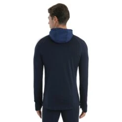 Icebreaker -Icebreaker icebreaker mens 200 sonebula half zip long sleeve hood shirt midnight navy royal navy snow 2 1555382