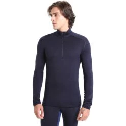 Icebreaker T-Shirt Manches Longues Homme - 260 Tech Half Zip - Midnight Navy