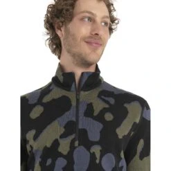 Icebreaker T-Shirt Manches Longues Homme - 260 Vertex Half Zip Natural Shades - Noir/Loden/Graphite 11 Icebreaker T-Shirt Manches Longues Homme - 260 Vertex Half Zip Natural Shades - Noir/Loden/Graphite -Icebreaker icebreaker mens 260 vertex half zip natural shades long sleeve shirt black loden graphite model 4 1499598