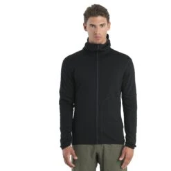 Icebreaker Veste Polaire à Capuche Homme - 560 Realfleece™ Elemental II - Noir