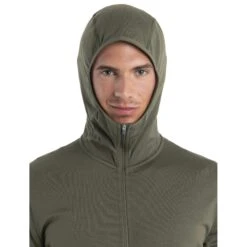 Icebreaker Veste Polaire à Capuche Homme - 560 Realfleece™ Elemental II - Loden -Icebreaker icebreaker mens 560 realfleece elemental ii long sleeve zip hood loden 6 1555502