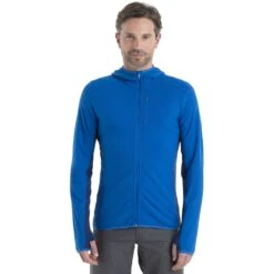 Icebreaker Veste Polaire à Capuche Homme - Descender - Lazurite/Royal Navy