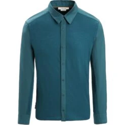 Icebreaker Chemise Manches Longues Homme - Hike - Green Glory -Icebreaker icebreaker mens hike long sleeve shirt green glory 1 1381639