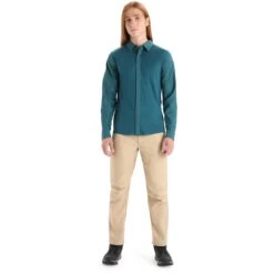 Icebreaker Chemise Manches Longues Homme - Hike - Green Glory -Icebreaker icebreaker mens hike long sleeve shirt green glory 5 1381646