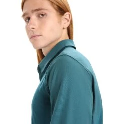 Icebreaker Chemise Manches Longues Homme - Hike - Green Glory -Icebreaker icebreaker mens hike long sleeve shirt green glory 7 1381648