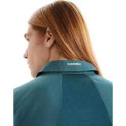 Icebreaker Chemise Manches Longues Homme - Hike - Green Glory -Icebreaker icebreaker mens hike long sleeve shirt green glory 8 1381649