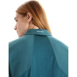 Icebreaker Chemise Homme - Hike - Green Glory -Icebreaker icebreaker mens hike short sleeve top green glory 8 1382648