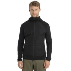Icebreaker Veste à Capuche Homme - Quantum Hybrid - Noir