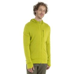 Icebreaker Veste à Capuche Couche Intermédiaire Homme - Quantum III - Bio Lime/Loden