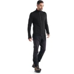 Icebreaker Veste Couche Intermédiaire Homme - Quantum III - Noir -Icebreaker icebreaker mens quantum iii long sleeve zip midlayer black 4 1143866