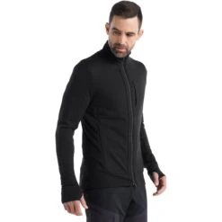 Icebreaker Veste Couche Intermédiaire Homme - Quantum III - Noir -Icebreaker icebreaker mens quantum iii long sleeve zip midlayer black 5 1143867