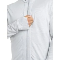 Icebreaker Veste Couche Intermédiaire Homme - Quantum III - Ether -Icebreaker icebreaker mens quantum iii long sleeve zip midlayer ether model 5 1498873