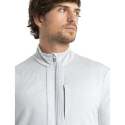 Icebreaker Veste Couche Intermédiaire Homme - Quantum III - Ether -Icebreaker icebreaker mens quantum iii long sleeve zip midlayer ether model 7 1498875