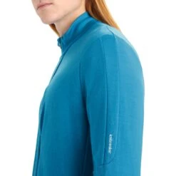 Icebreaker Veste Couche Intermédiaire Homme - Quantum III - Geo Blue -Icebreaker icebreaker mens quantum iii long sleeve zip midlayer geo blue 7 1381733