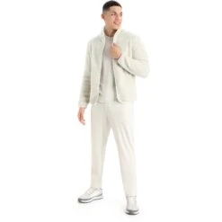 Icebreaker Veste Polaire Homme - RealFleece™ High Pile - Ecru Hthr/Snow -Icebreaker icebreaker mens realfleece high pile long sleeve zip jacket ecru hthr snow 8 1263982