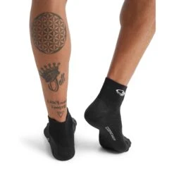 Icebreaker Chaussettes Homme - Run+ Ultralight Mini - Noir/Snow -Icebreaker icebreaker mens run plus ultralight mini socks black snow 3 1143961