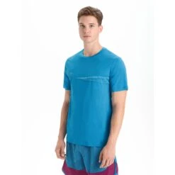 Icebreaker T-Shirt Homme - Tech Lite II Cadence Paths - Geo Blue