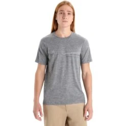 Icebreaker T-Shirt Homme - Tech Lite II Cadence Paths - Gritstone Hthr
