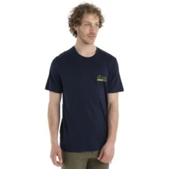 Icebreaker T-Shirt Homme - Tech Lite II Mountain Layers - Midnight Navy