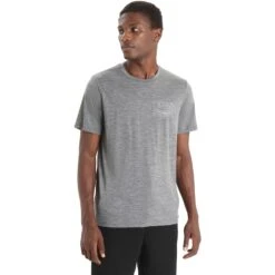 Icebreaker T-Shirt Homme - Tech Lite II Mountain Sunset - Gritstone Hthr
