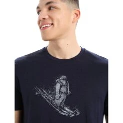 Icebreaker T-Shirt Homme - Tech Lite II Skiing Yeti - Midnight Navy -Icebreaker icebreaker mens tech lite ii skiing yeti t shirt midnight navy 4 1264804