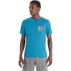 Icebreaker T-Shirt Homme - Tech Lite II Spring Glow - Geo Blue