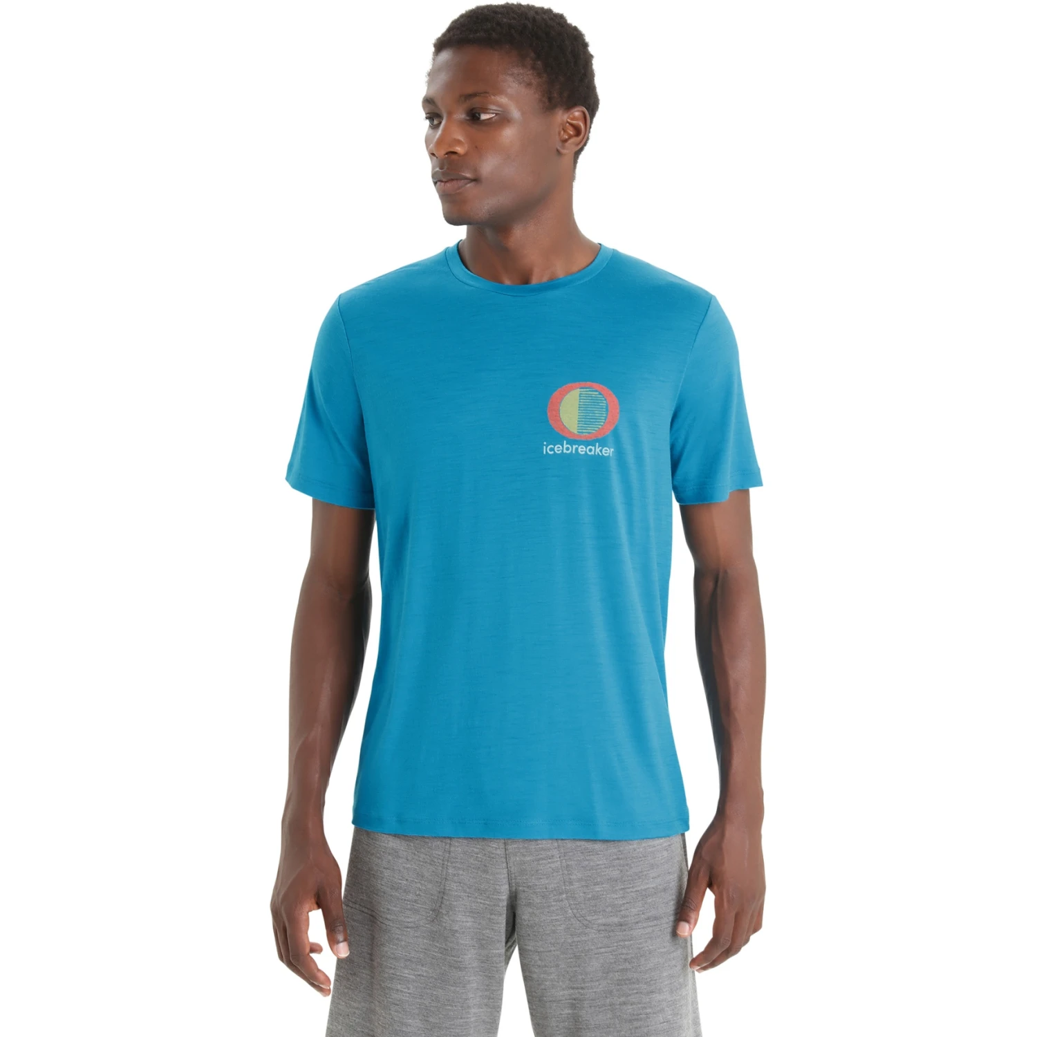 Icebreaker T-Shirt Homme - Tech Lite II Spring Glow - Geo Blue 1 Icebreaker T-Shirt Homme - Tech Lite II Spring Glow - Geo Blue