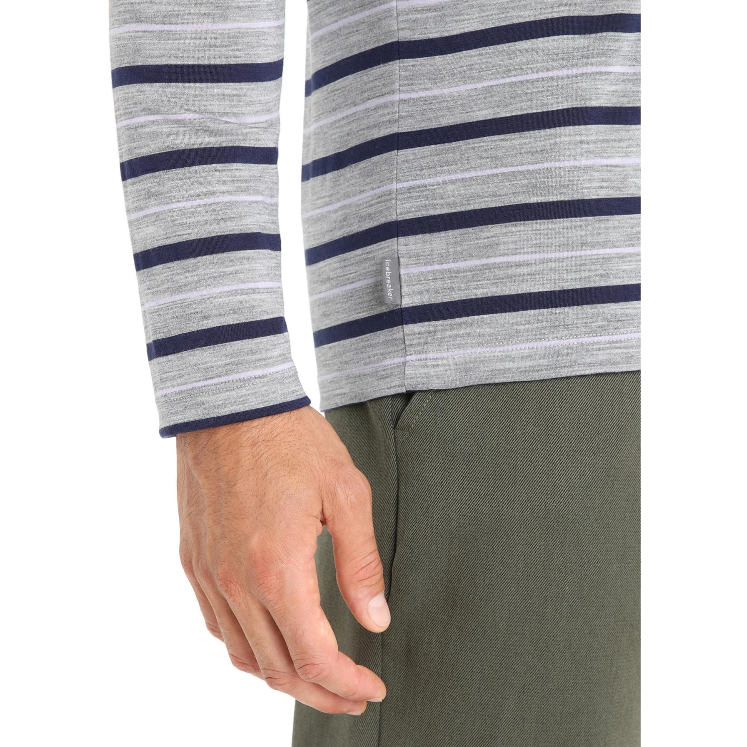 Icebreaker T-Shirt Manches Longues Homme - Wave - Metro Hthr/Midnight Navy/Stripe 6 Icebreaker T-Shirt Manches Longues Homme - Wave - Metro Hthr/Midnight Navy/Stripe â Image 6