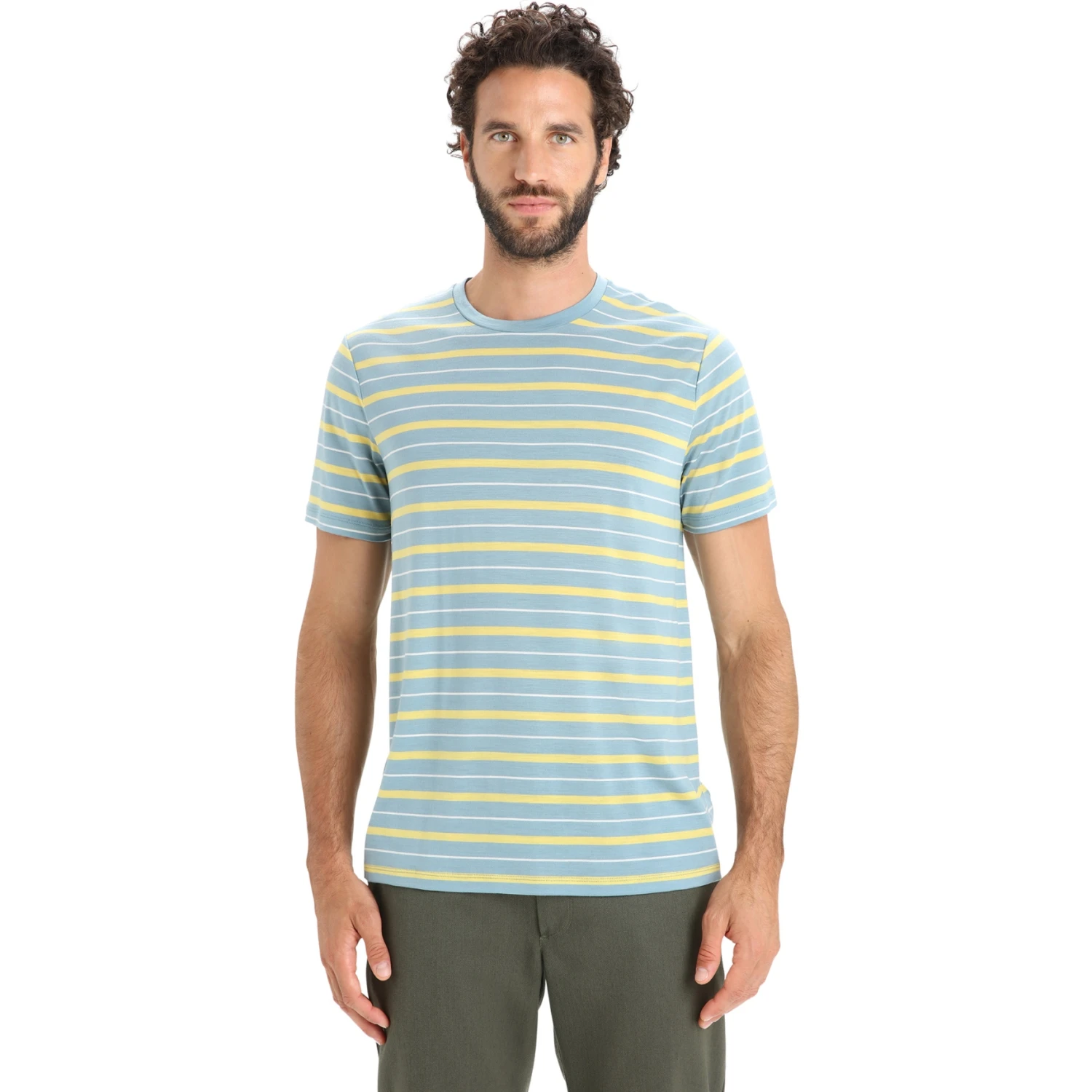 Icebreaker T-Shirt Homme - Wave - Astral Blue/Summer/Stripe 1 Icebreaker T-Shirt Homme - Wave - Astral Blue/Summer/Stripe