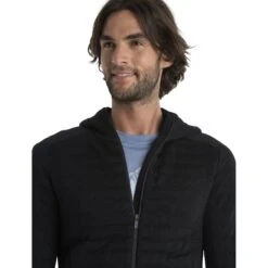 Icebreaker Veste à Capuche Homme - ZoneKnit™ Explore - Noir -Icebreaker icebreaker mens zoneknit explore long sleeve zip hoodie black 6 1536281