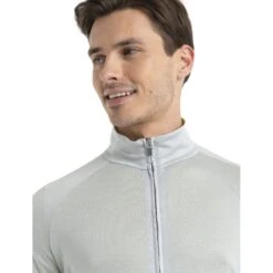 Icebreaker Veste Homme - ZoneKnit™ - Ether/Bio Lime -Icebreaker icebreaker mens zoneknit long sleeve zip jacket ether bio lime model 4 1499306