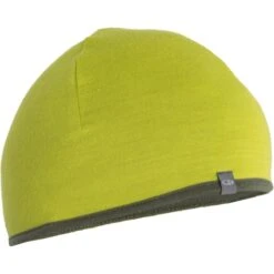 Icebreaker Bonnet Tricoté Réversible - Pocket - Bio Lime/Loden