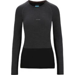 Icebreaker Maillot De Corps Manches Longues Femme - 125 ZoneKnit™ Crewe - Jet Hthr/Black/Metro Hthr -Icebreaker icebreaker womens 125 zoneknit long sleeve crewe jet hthr black metro hthr 1 1385359