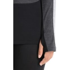 Icebreaker Maillot De Corps Manches Longues Femme - 125 ZoneKnit™ Crewe - Jet Hthr/Black/Metro Hthr -Icebreaker icebreaker womens 125 zoneknit long sleeve crewe jet hthr black metro hthr 8 1385366