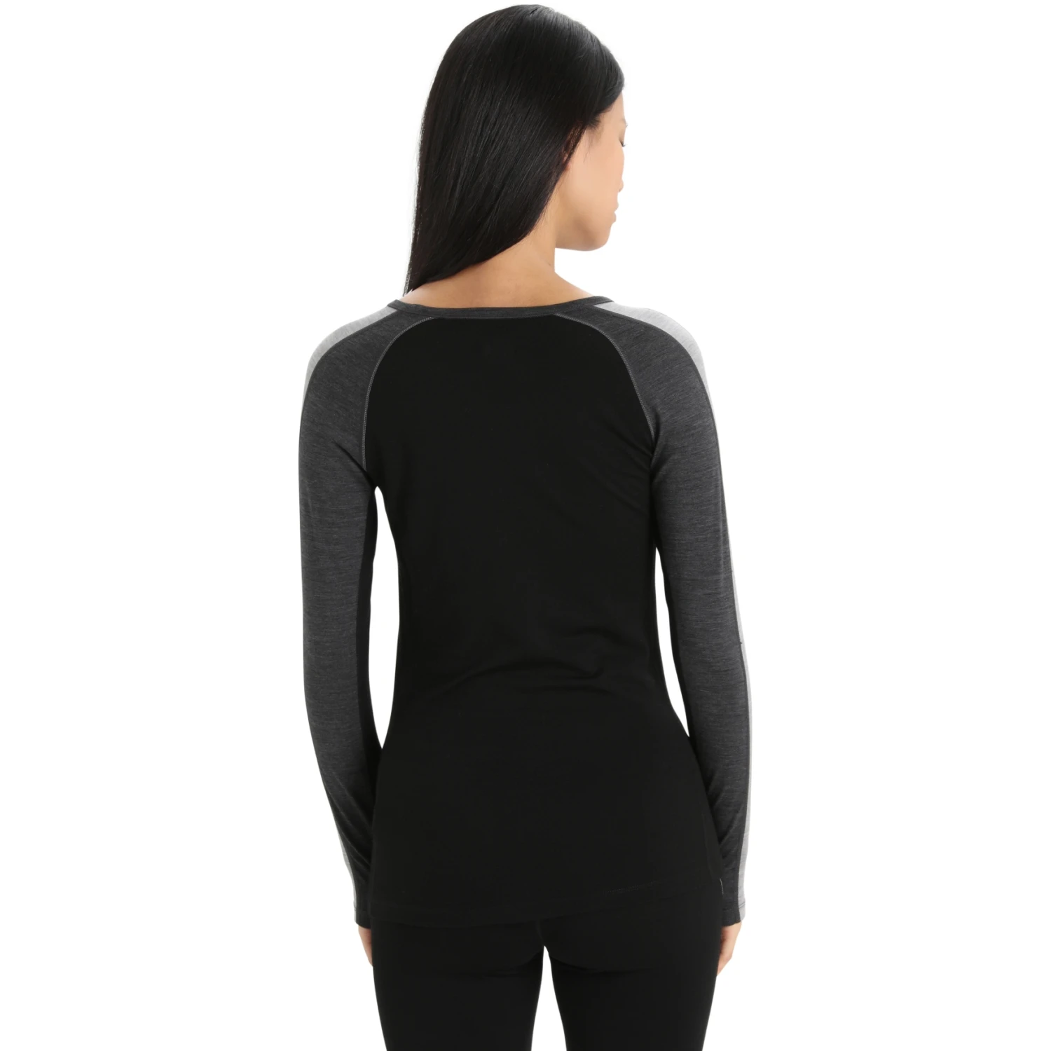 Icebreaker T-Shirt Manches Longues Femme - 200 ZoneKnit™ Crewe - Jet Hthr/Black/Metro Hthr 2 Icebreaker T-Shirt Manches Longues Femme - 200 ZoneKnit™ Crewe - Jet Hthr/Black/Metro Hthr – Image 2