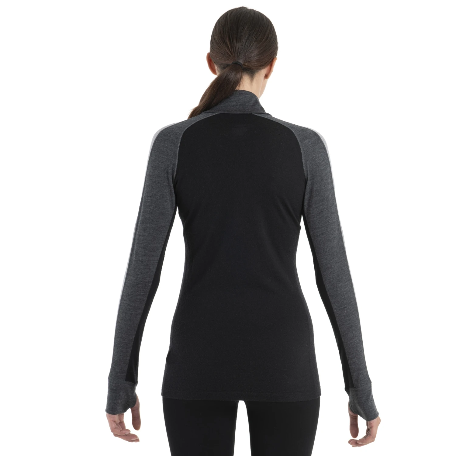 Icebreaker T-Shirt Manches Longues Femme - 200 ZoneKnit™ Half Zip - Jet HTHR/Noir/Metro HTHR 2 Icebreaker T-Shirt Manches Longues Femme - 200 ZoneKnit™ Half Zip - Jet HTHR/Noir/Metro HTHR – Image 2