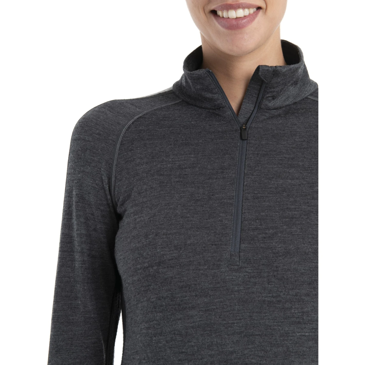Icebreaker T-Shirt Manches Longues Femme - 200 ZoneKnit™ Half Zip - Jet HTHR/Noir/Metro HTHR 6 Icebreaker T-Shirt Manches Longues Femme - 200 ZoneKnit™ Half Zip - Jet HTHR/Noir/Metro HTHR – Image 6