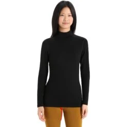 Icebreaker T-Shirt Manches Longues Femme - 260 Tech Turtleneck - Noir