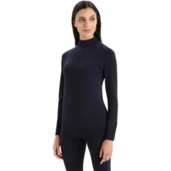 Icebreaker T-Shirt Manches Longues Femme - 260 Tech Turtleneck - Midnight Navy