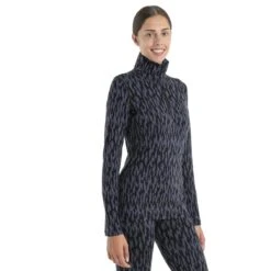 Icebreaker T-Shirt Manches Longues Femme - 260 Vertex Half Zip Glacial Flow - Graphite/Noir/Jet HTHR