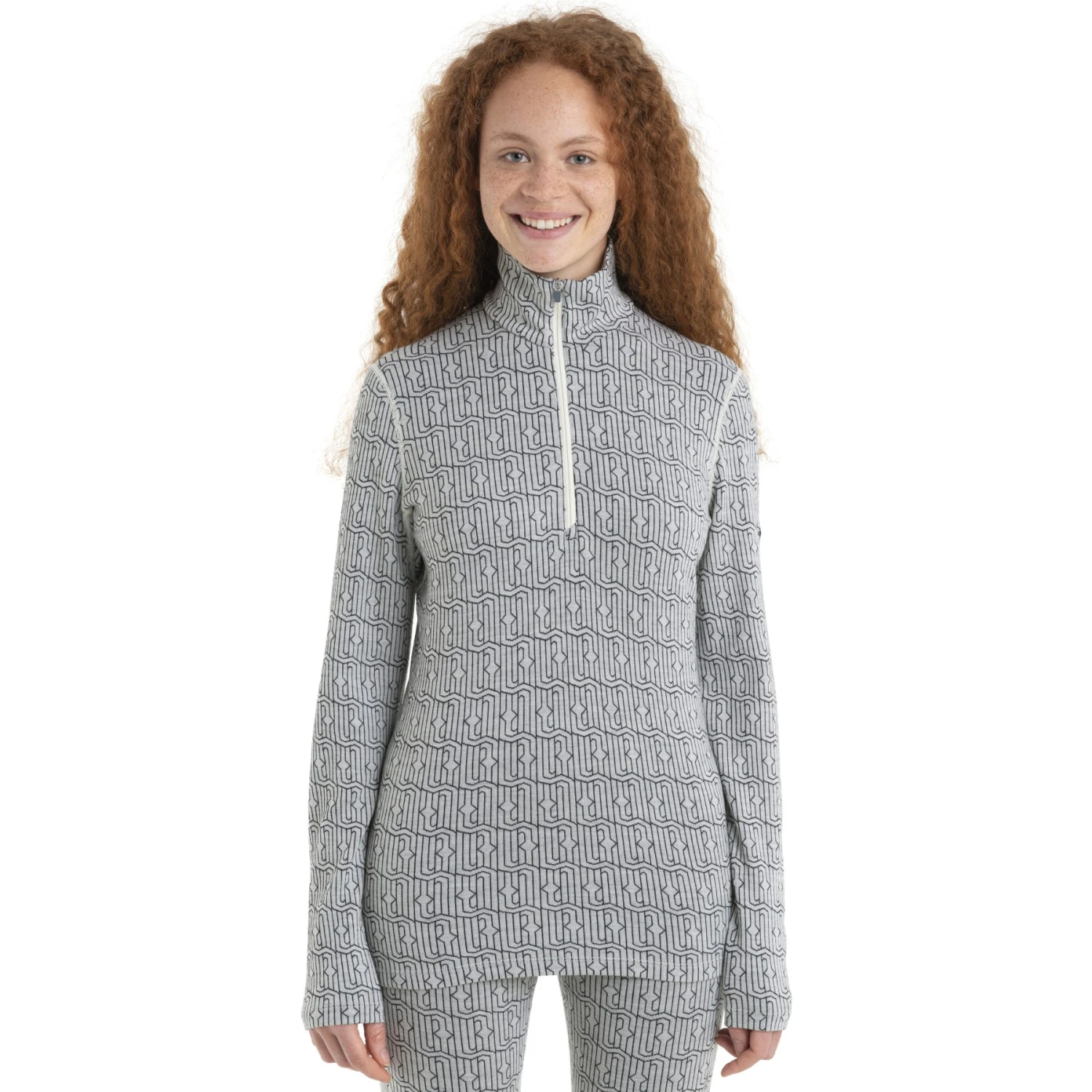 Icebreaker T-Shirt Manches Longues Femme - 260 Vertex Half Zip Herenga - Snow/Noir 1 Icebreaker T-Shirt Manches Longues Femme - 260 Vertex Half Zip Herenga - Snow/Noir