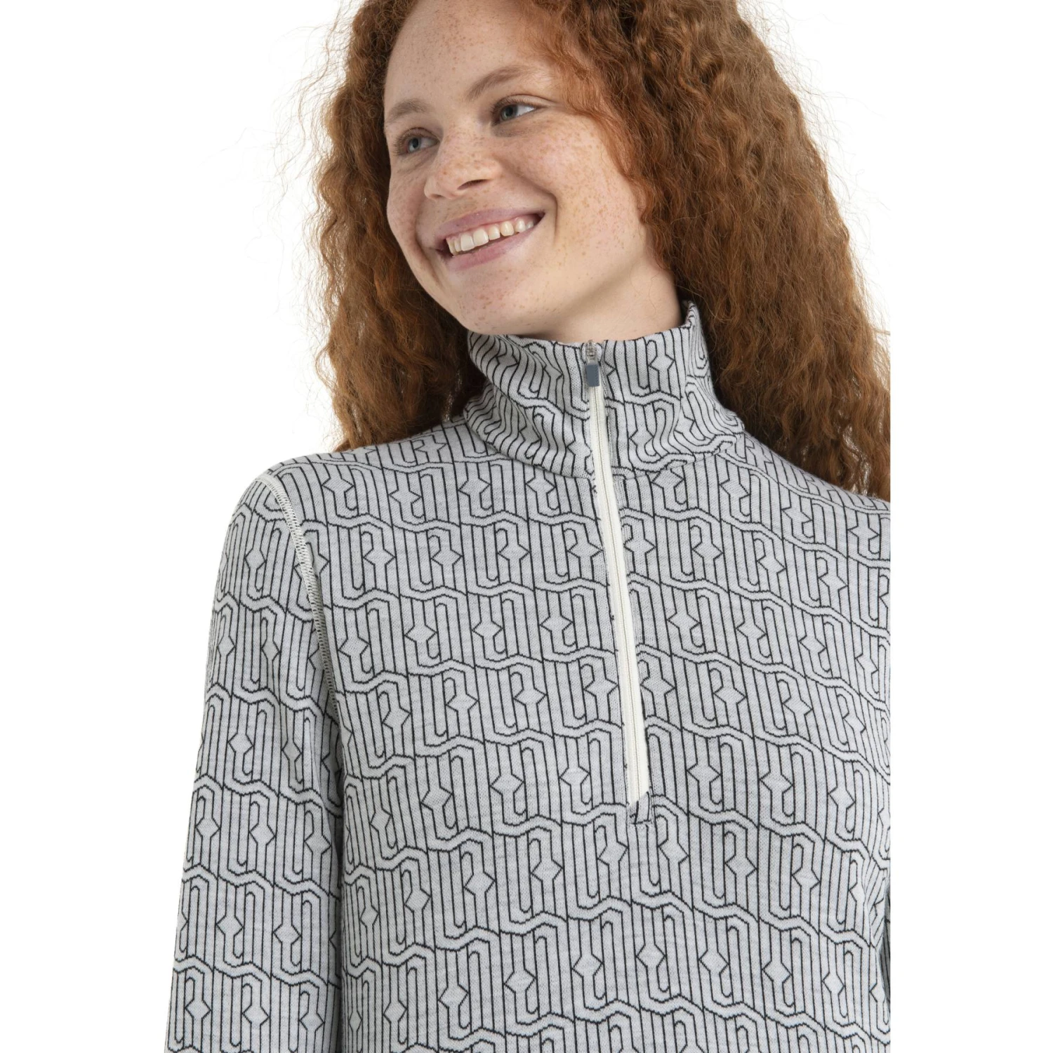 Icebreaker T-Shirt Manches Longues Femme - 260 Vertex Half Zip Herenga - Snow/Noir 7 Icebreaker T-Shirt Manches Longues Femme - 260 Vertex Half Zip Herenga - Snow/Noir – Image 7