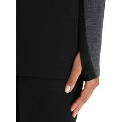 Icebreaker T-Shirt Manches Longues Femme - 260 ZoneKnit™ Crewe - Jet HTHR/Noir/Metro HTHR -Icebreaker icebreaker womens 260 zoneknit crewe long sleeve jet hthr black metro hthr 9 1489480