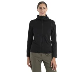 Icebreaker Veste Polaire à Capuche Femme - 560 Realfleece™ Elemental II - Noir